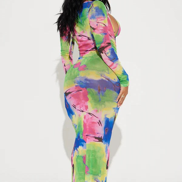 Dame Cut-Out Floral Maxi Kjole Stilla