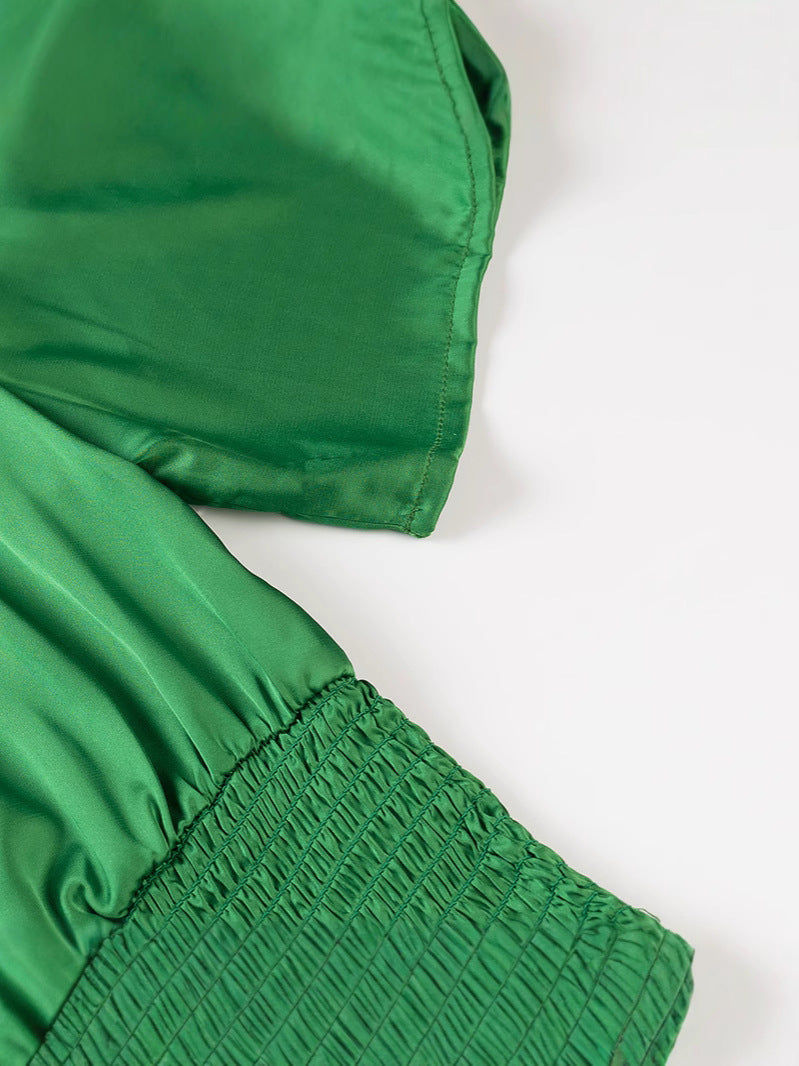 Dame Elegant Bluse med Sløjfedetalje og Rynket Kant Stilla