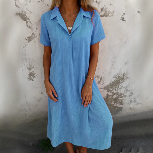 Dame afslappet skjortekjole lavet af åndbart materiale Stilla