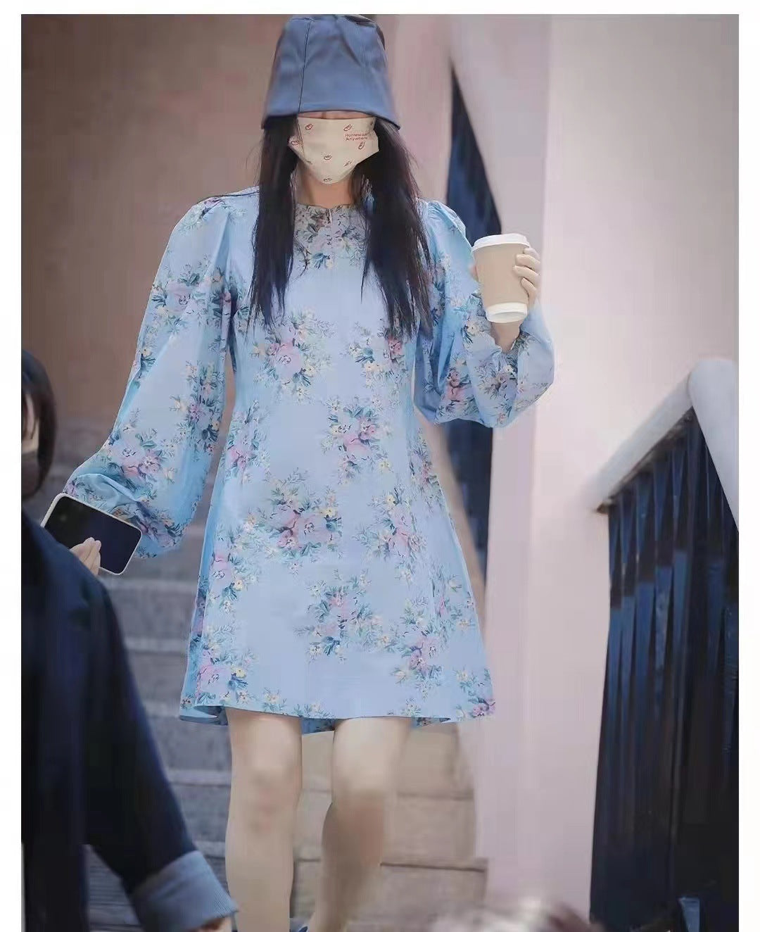 Dame Elegant Blomstret Kjole med Puffærmer Stilla