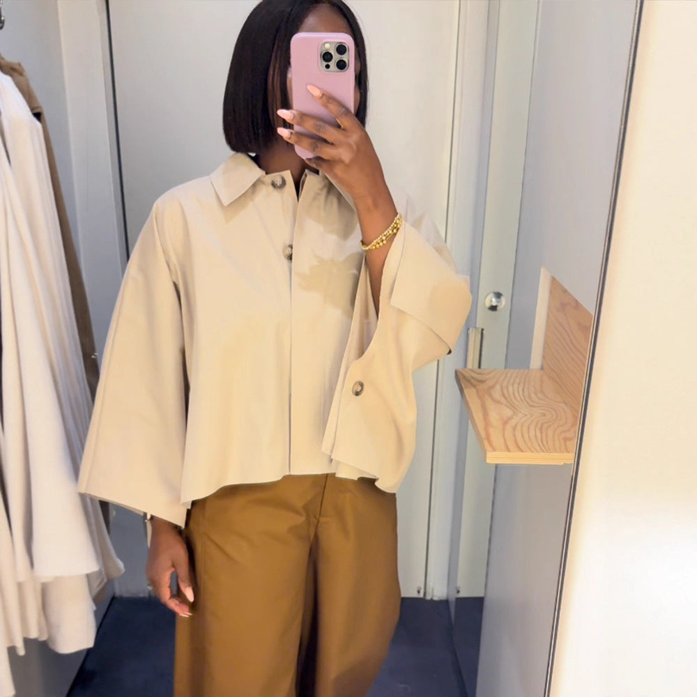 Dame Cropped Bluse med voluminøse ærmer Stilla