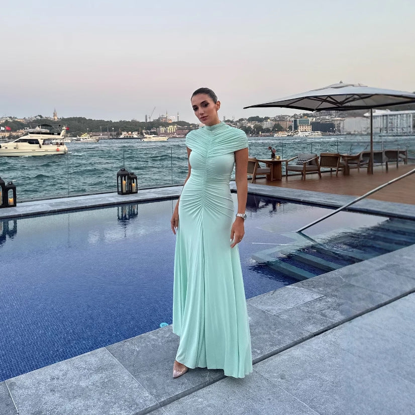 Dame elegant aftenkjole med struktureret rynkning Stilla