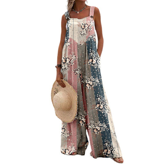 Dame Løs Jumpsuit med floraltryk og bredt ben Stilla