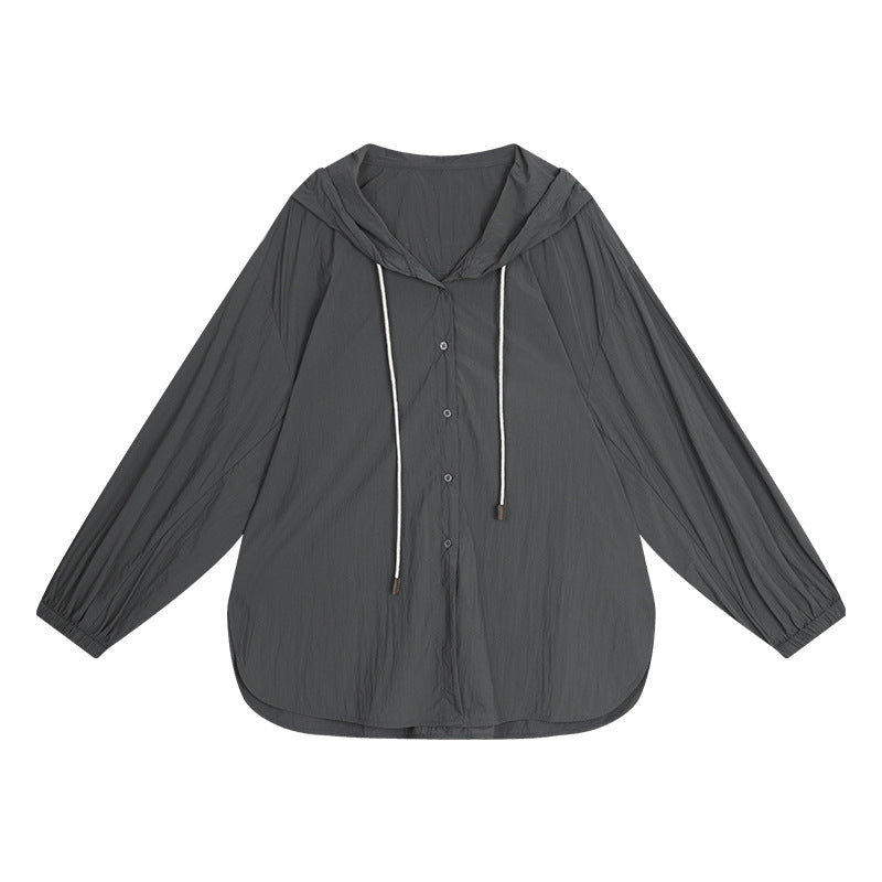 Dame afslappet bluse med hætte og løs pasform Stilla