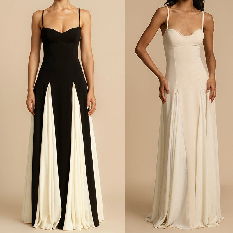 Dame Elegant Aften kjole med asymmetrisk kant og fine flæser Stilla