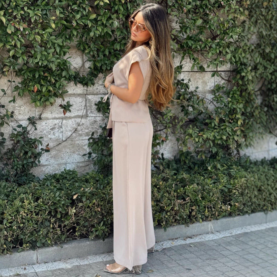 Dame Elegant og luftig Jumpsuit-sæt med taljebind Stilla