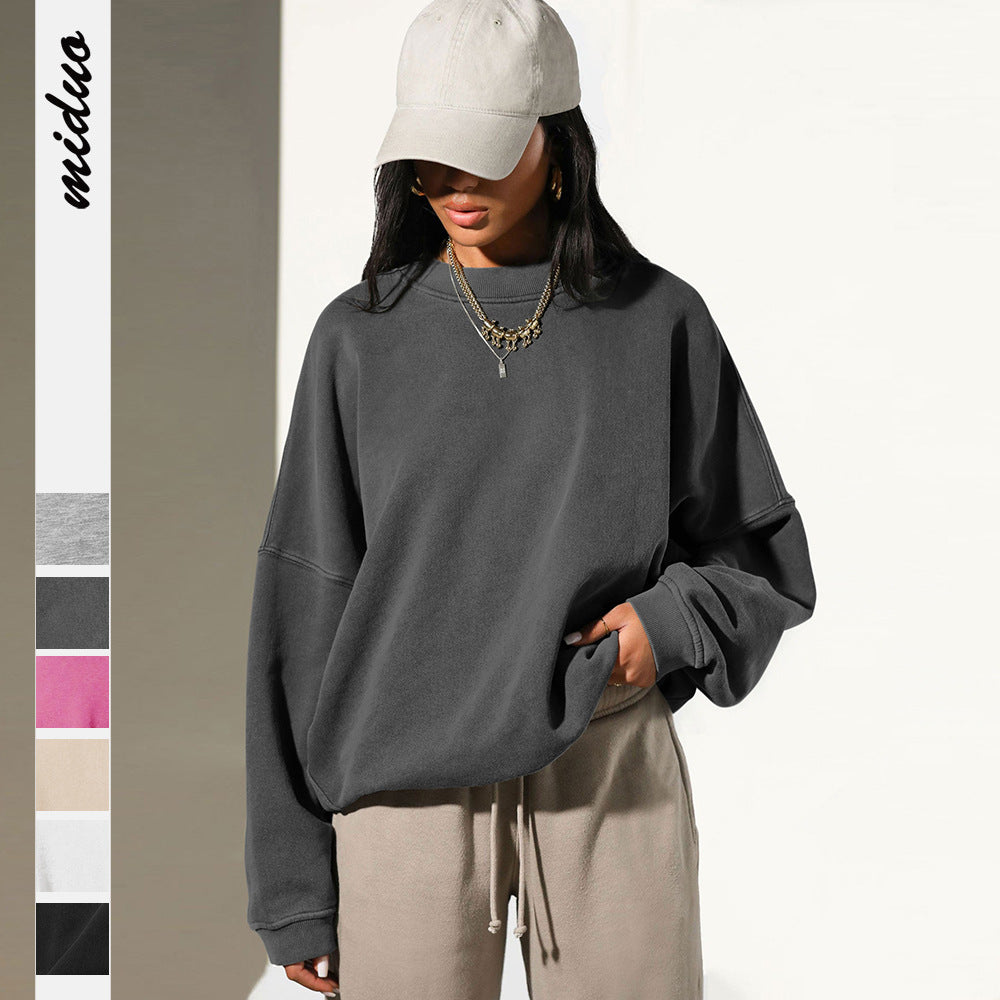 Dame afslappet oversized sweatshirt med høj krave og struktureret design Stilla