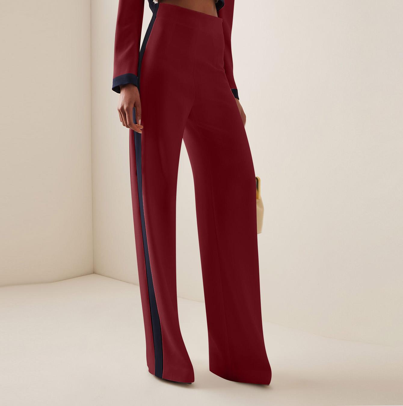 Dame elegant cropped blazer sæt med vidde bukser og gyldne knapper Stilla