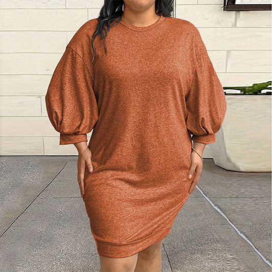 Dame afslappet kjole med voluminøse ærmer og rund halsudskæring Stilla