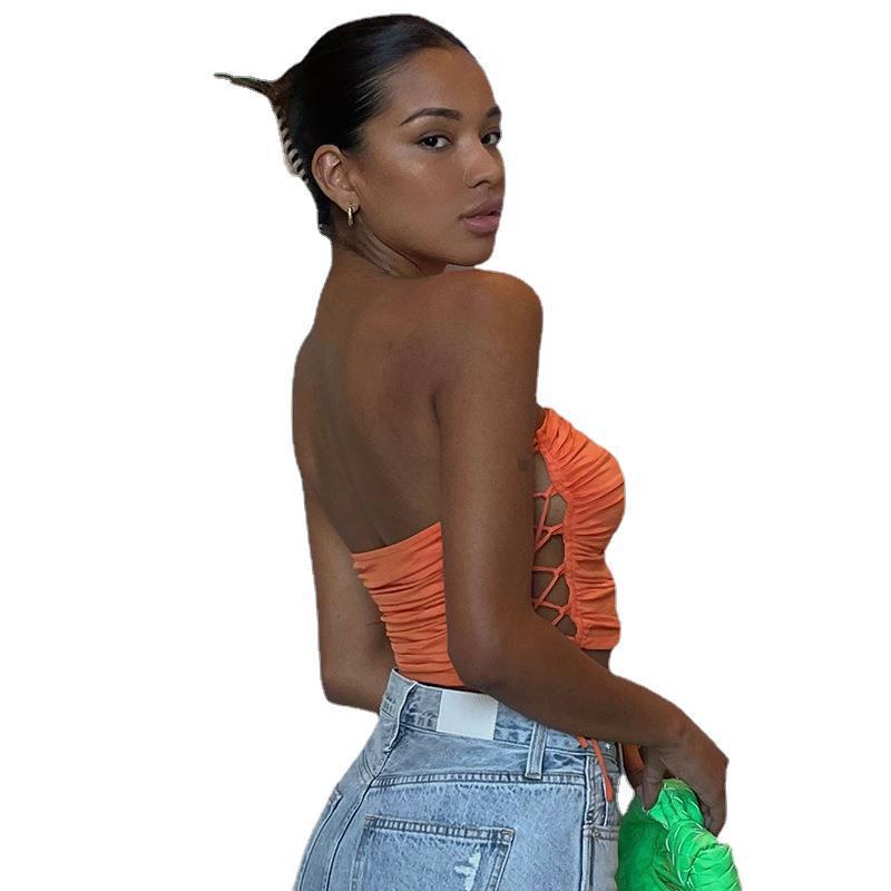 Dame Cropped Top med rynker og sidelandsbinding Stilla