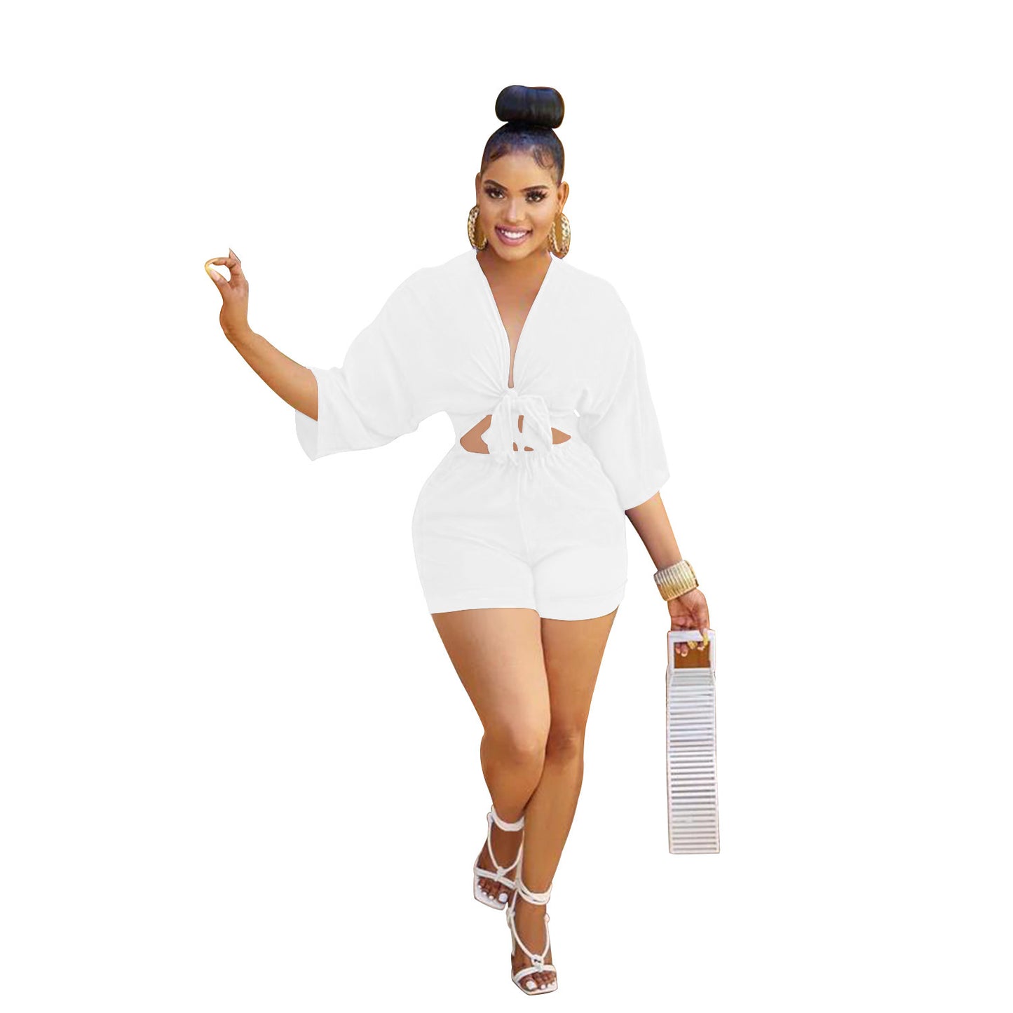 Dame moderne Cut-Out Jumpsuit med elegant knude-detalje Stilla