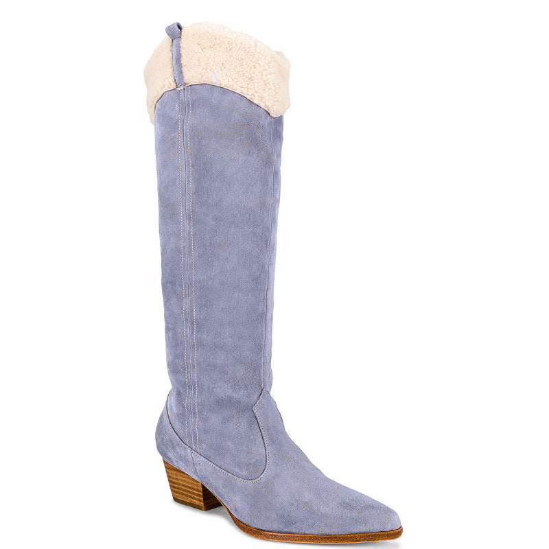 Femme Over-the-Knee Suede Westernstøvler med skulptureret hæl Stilla