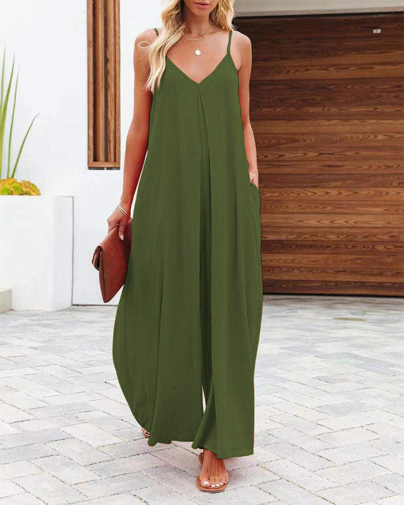 Dame Luftig Maxi-Jumpsuit med Spaghetti-stropper og sidelommer Stilla