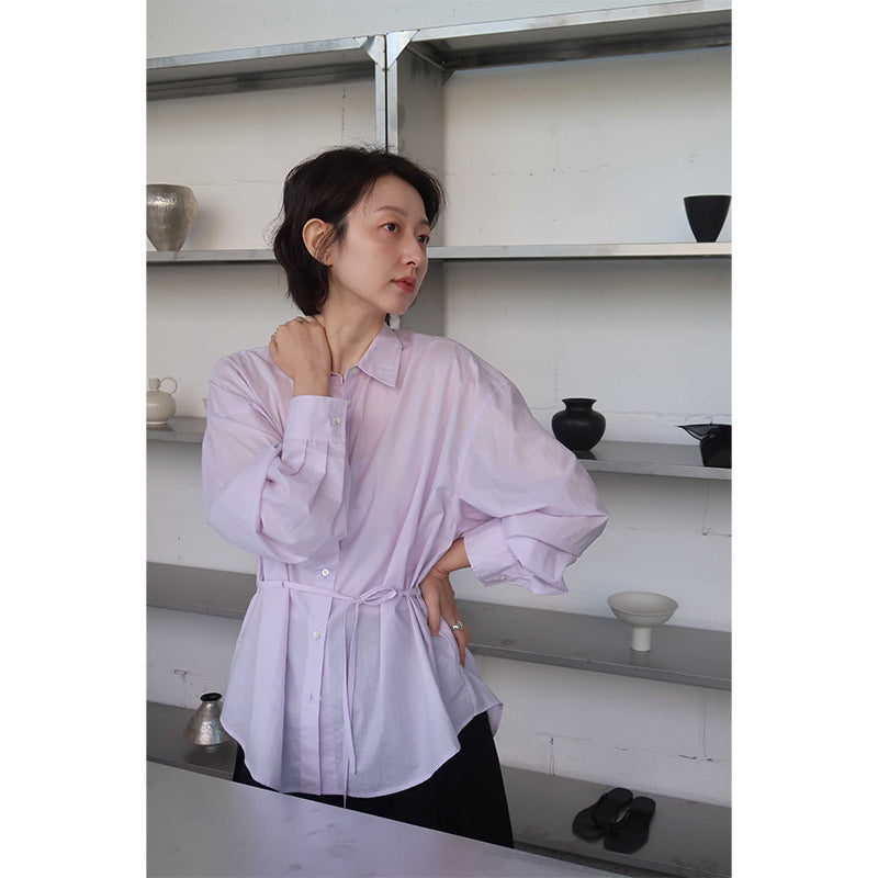 Dame afslappet skjorte med integreret taljebinding og oversized snit Stilla