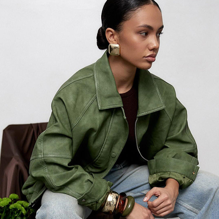 Dame afslappet oversized jakke lavet af vegansk ruskind Stilla