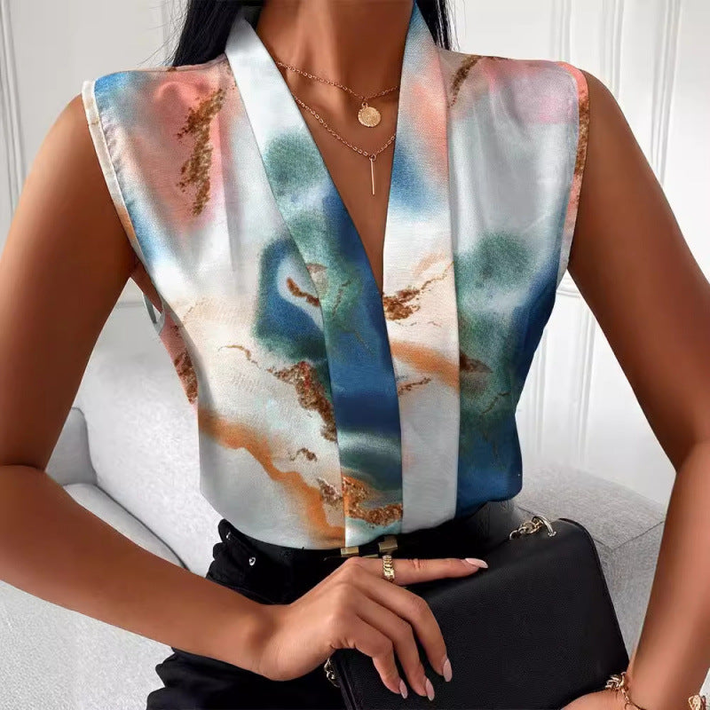 Dame Elegant Abstrakt Tryk Bluse Stilla