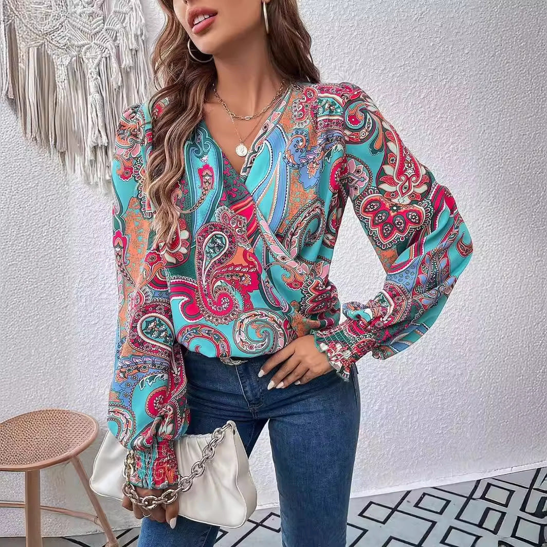 Dame elegant bluse med draperet design Stilla