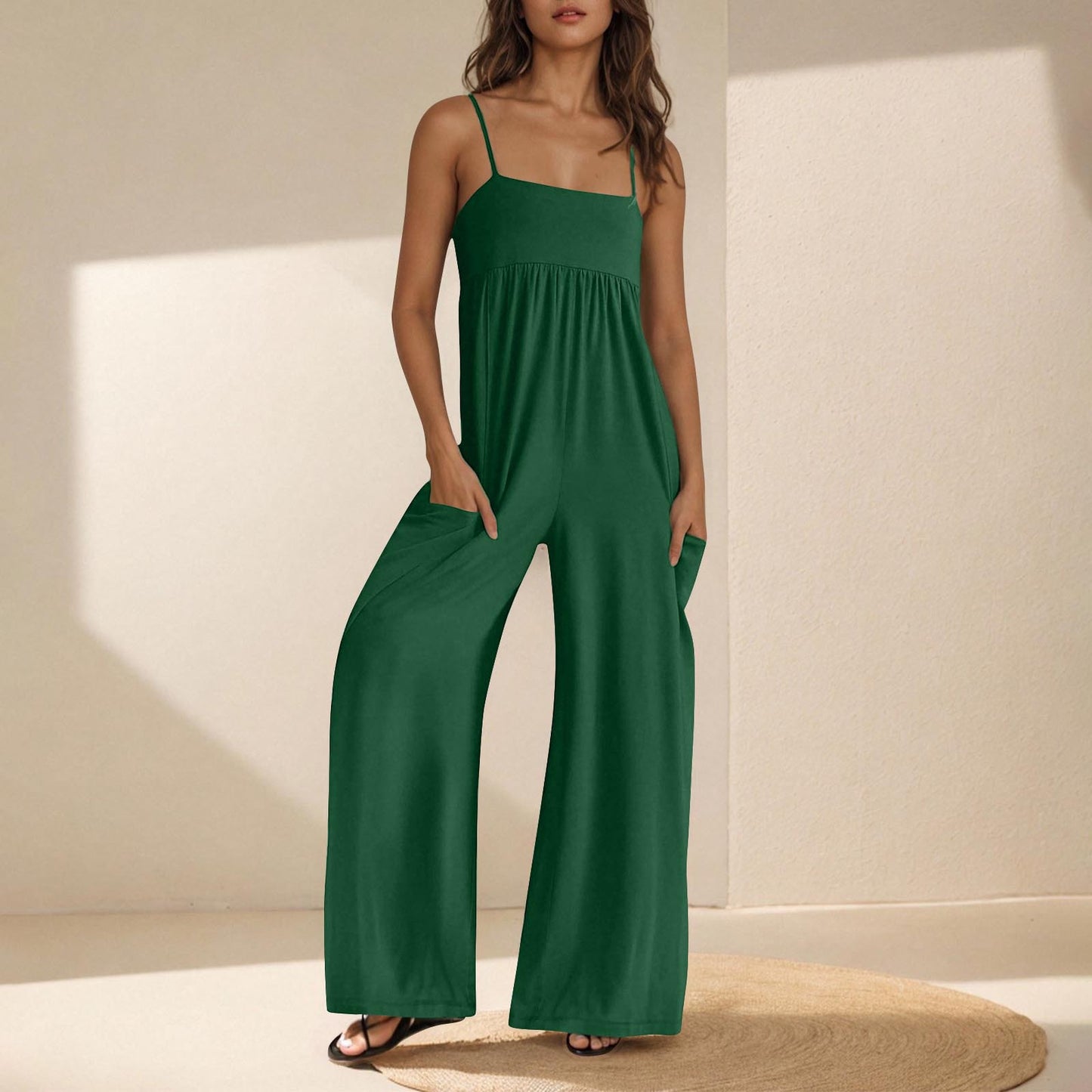 Dame elegant Jumpsuit med bred ben og praktiske lommer Stilla