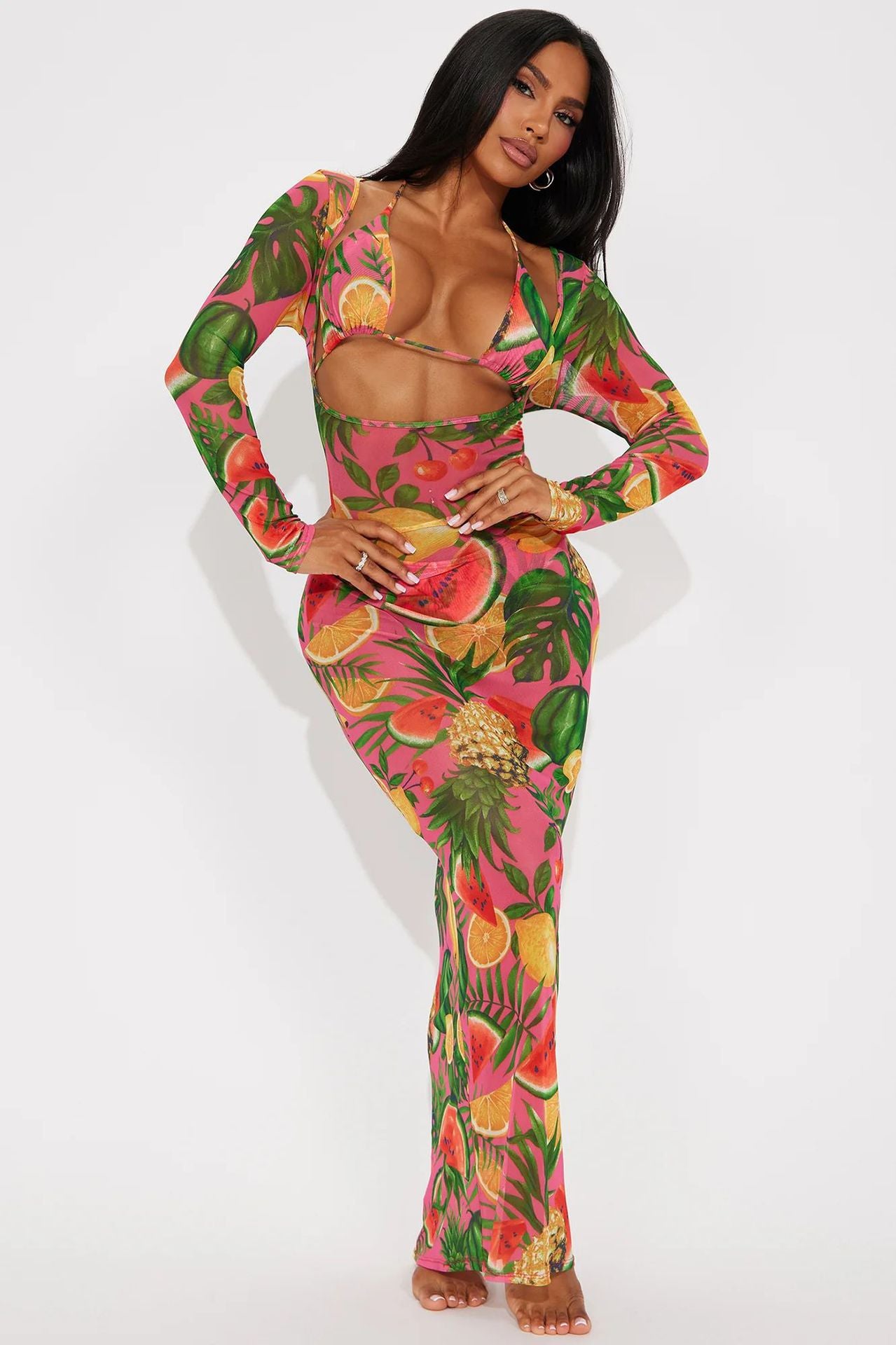 Dame Cut-Out Floral Maxi Kjole Stilla