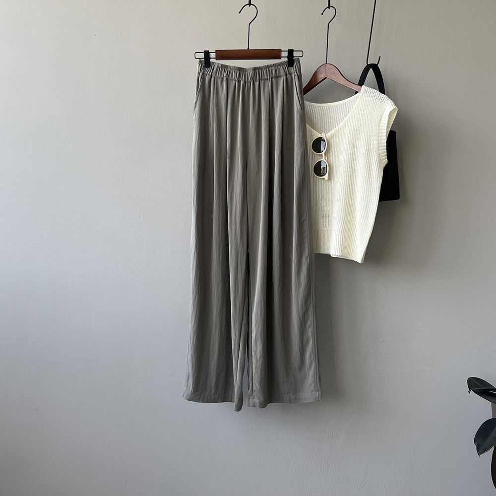 Dame afslappet Palazzo-bukser med elastisk talje og bredt ben Stilla