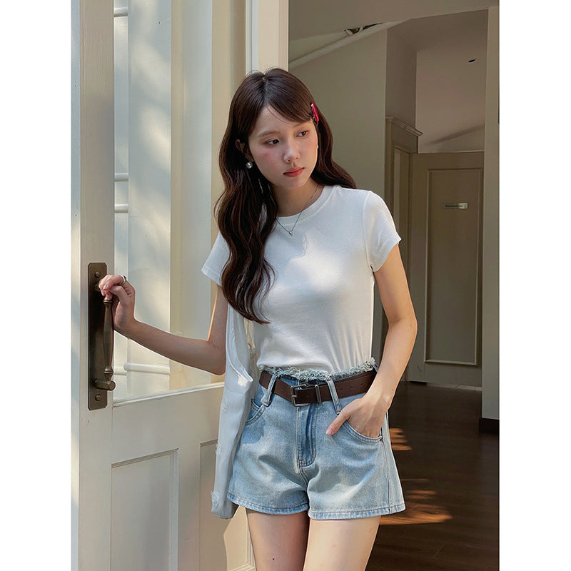 Dame afslappede shorts med højere talje og praktiske lommer Stilla