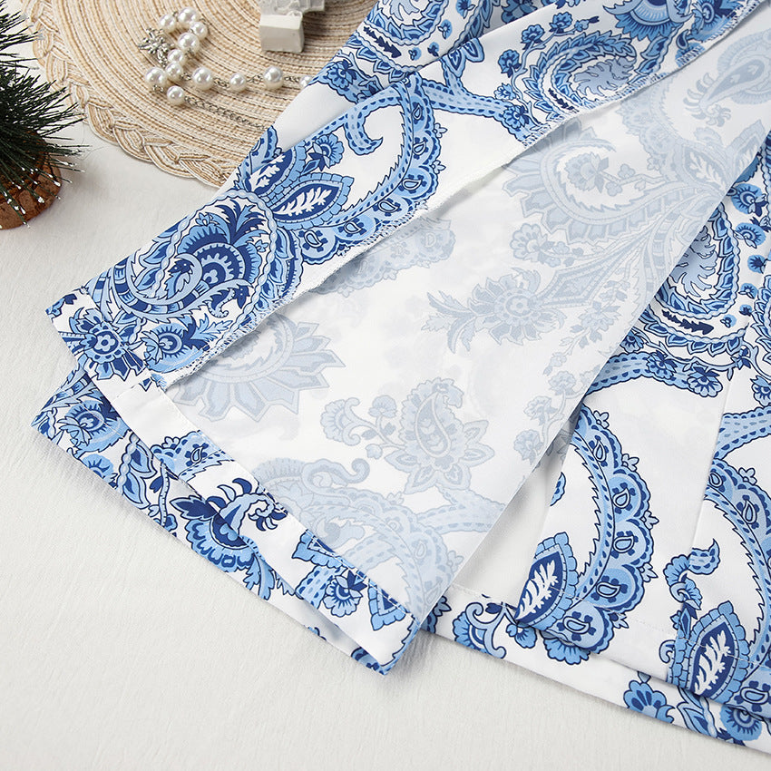 Dame Kimono-Style Morgenkåbe med Paisley-mønster og Talje-bælte Stilla