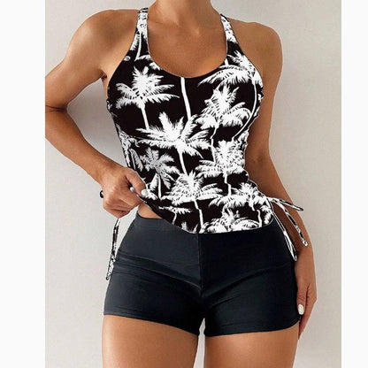 Femme Athletic Tankini Sæt med High-Waisted Shorts Stilla