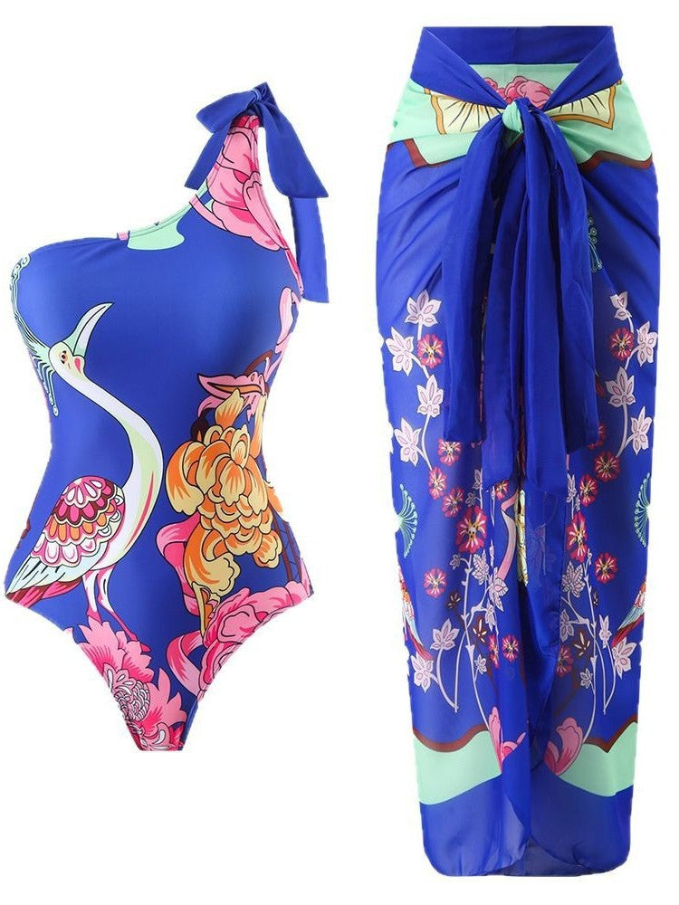 Dame eenstykke badedragt med passende indpakningsskørt Stilla