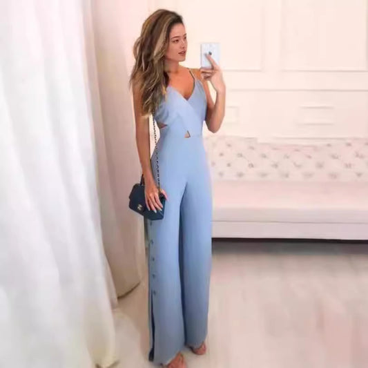 Dame jumpsuit med raffineret cut-out-design og elegant taljebånd Stilla