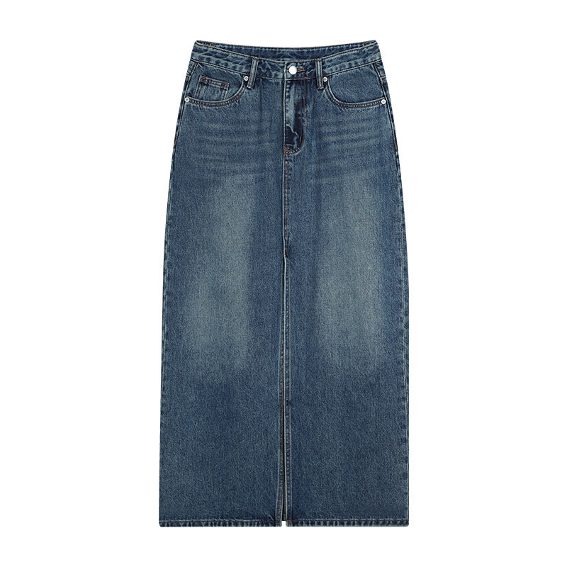 Dame Denim Maxiskørt med elegant snit og praktiske lommer Stilla