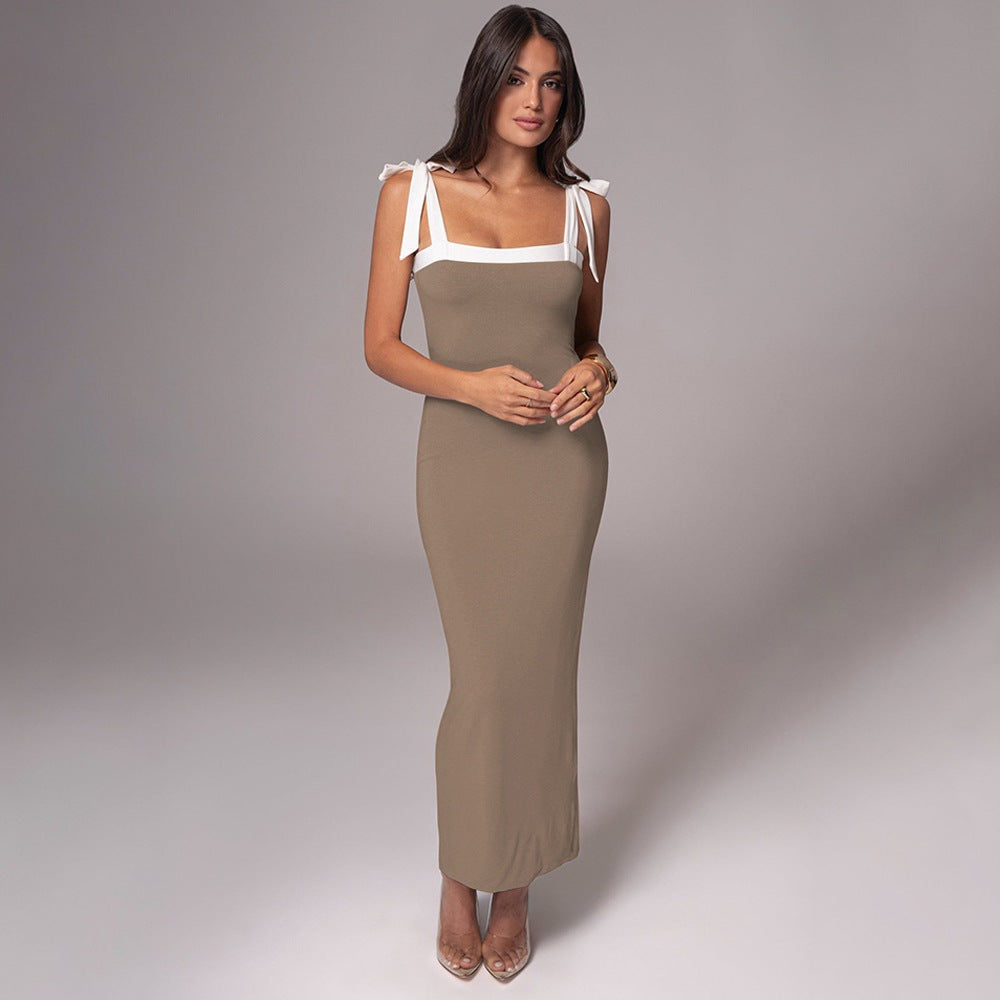 Dame Elegant Firkantet Uddybning Maxikjole Stilla