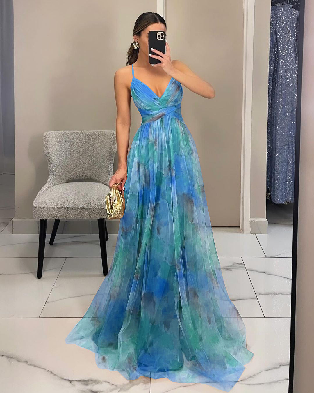 Dame Elegant Floral Maxi Kjole Stilla