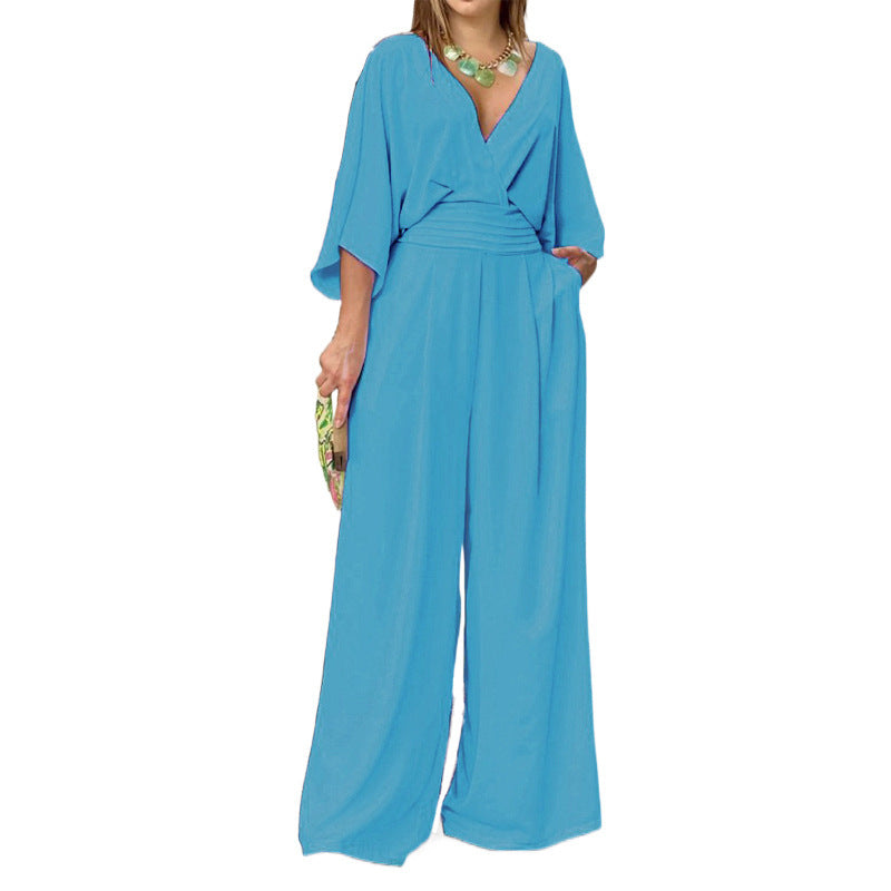 Dame Jumpsuit med elegant indpakningslook og bred ben Stilla