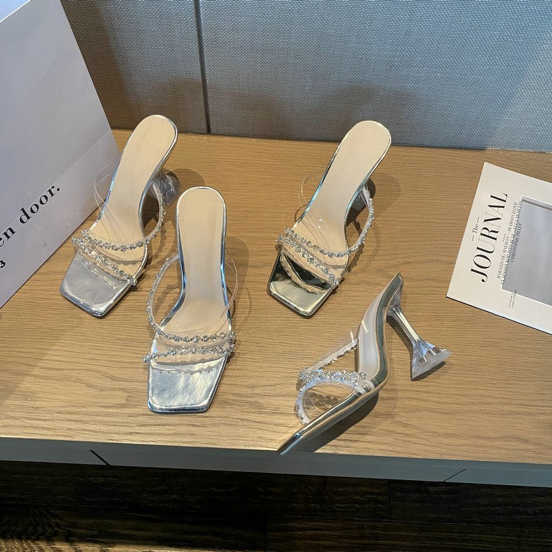 Dame Elegant Åben-Tå Hælsandal med Rhinestones Stilla