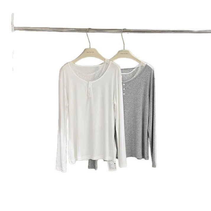 Dame afslappet langærmet skjorte med diskret knaplukning og højkvalitets bomuldsblanding Stilla