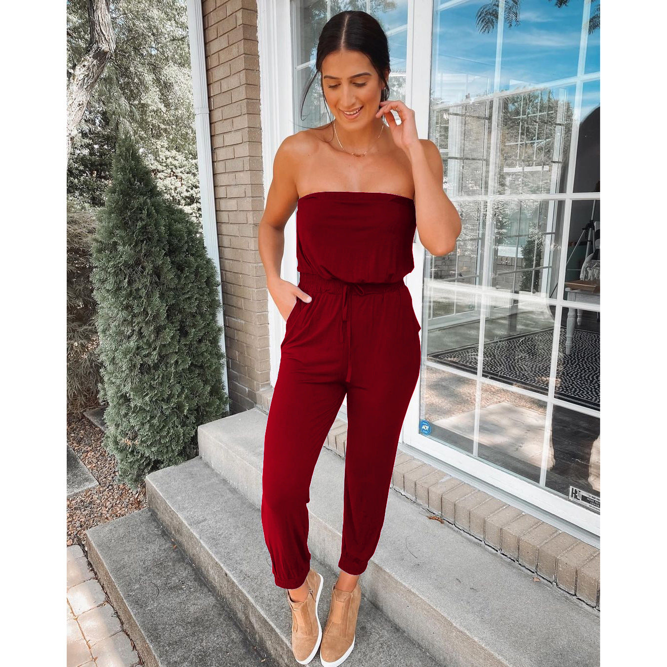 Dame Casual Jumpsuit med elastisk taljebånd og komfortabel pasform Stiila