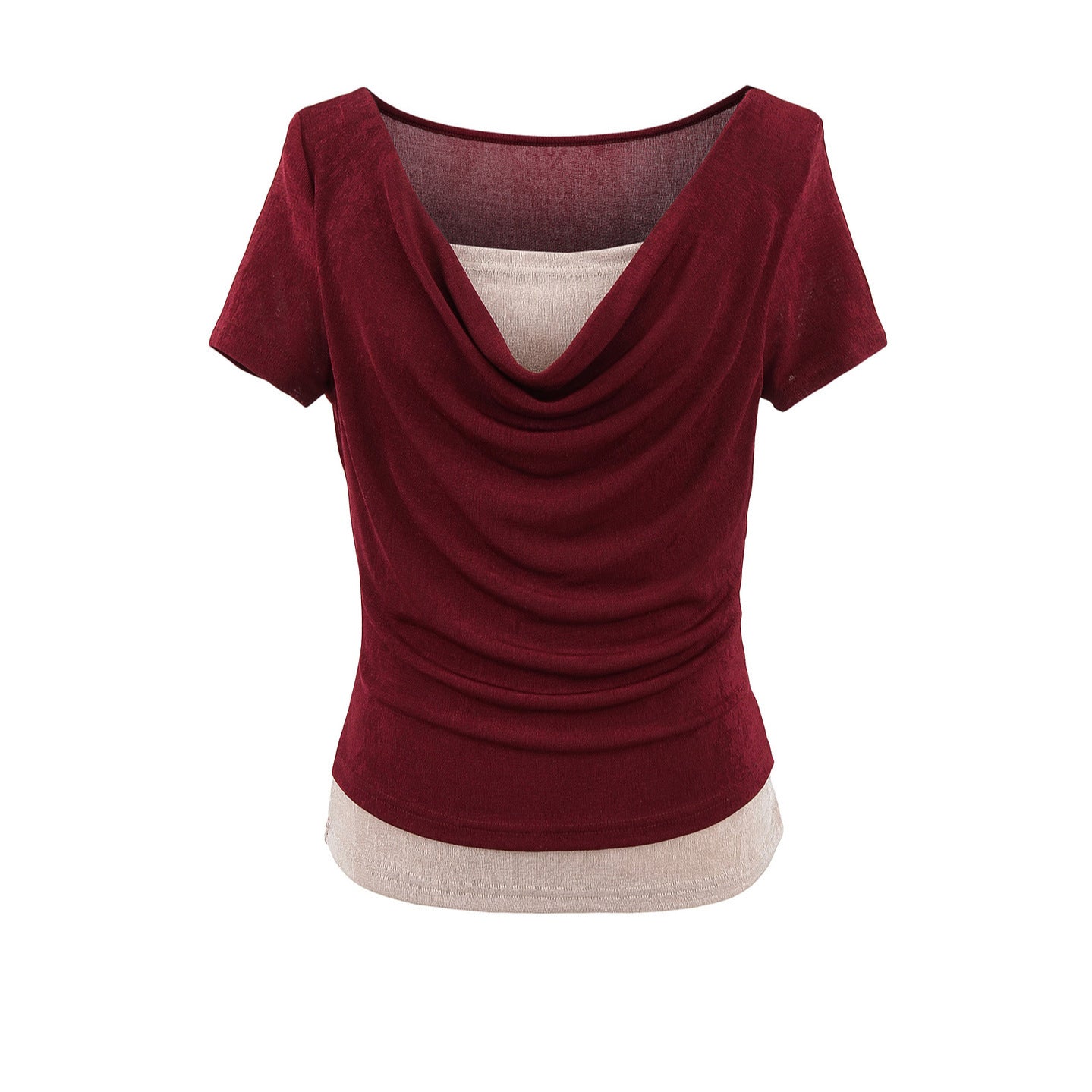 Dame elegant drapeetop med legende design og rund halsudskæring Stilla