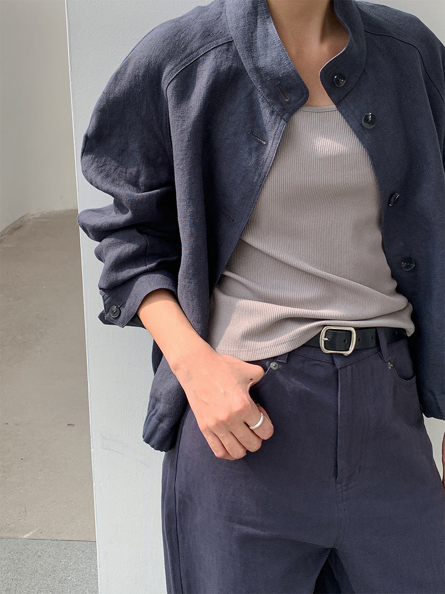 Dame afslappet jakke med knaplukning og elastisk talje Stilla