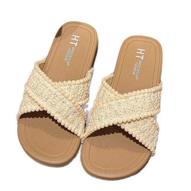 Dame afslappede og stilfulde slides med flettet design Stilla