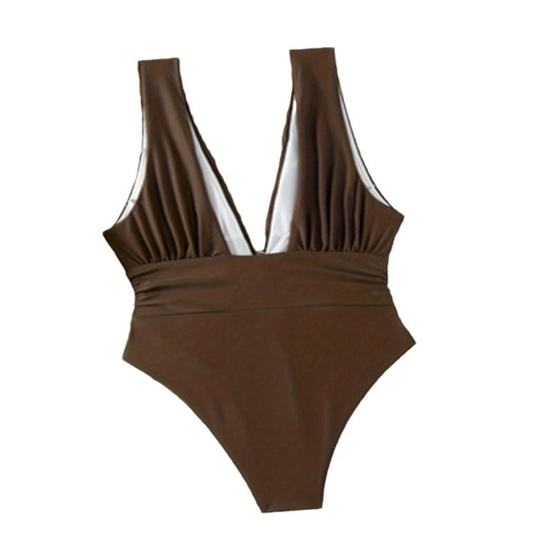 Dame Elegant Badedragt med dyb V-hals og raffinerede Draperinger Stilla