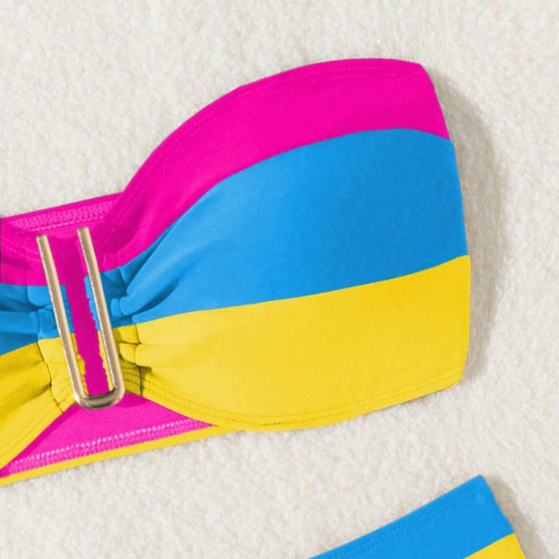 Dame Bandeau-bikini med høj skæring og mode accenter Stilla