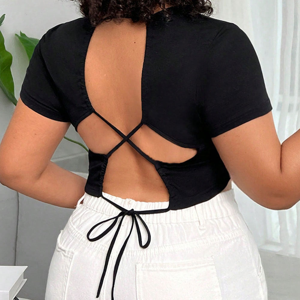 Dame cropped T-shirt med høj talje og behagelig pasform Stilla