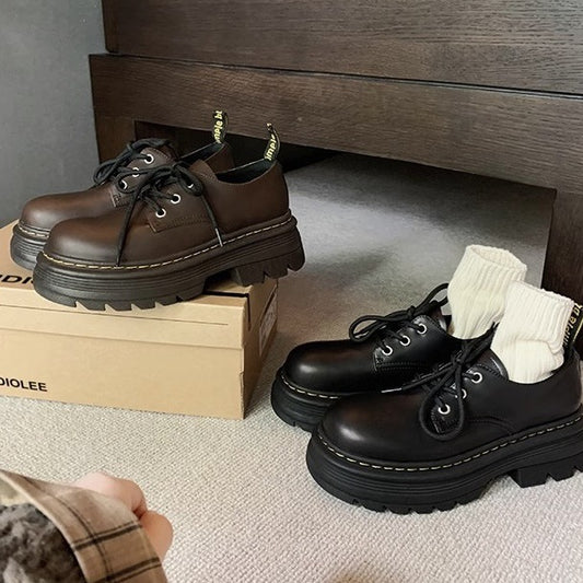 Dame Vintage Læder Snørebåndssko Stilla