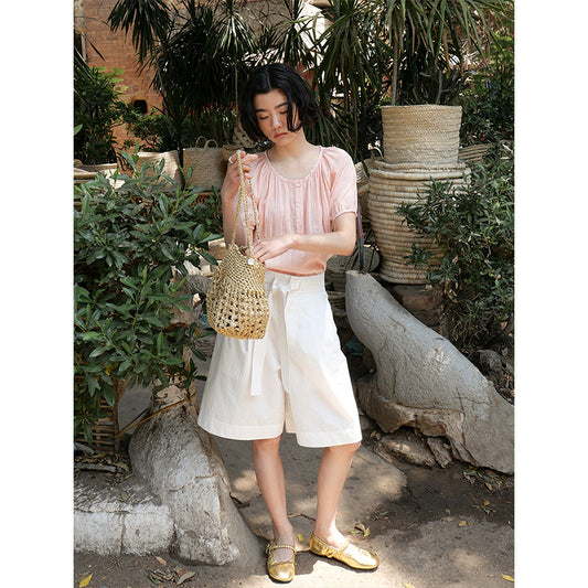 Dame afslappet bluse med let rynke design og flatterende snit Stilla