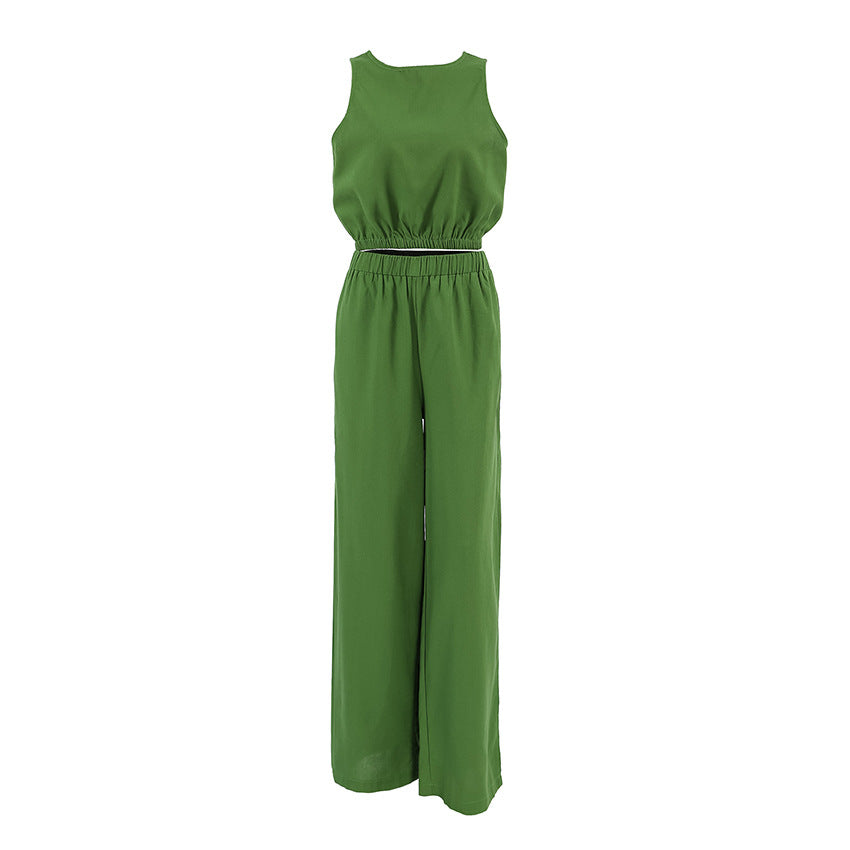 Dame Let jumpsuit med bred benudskæring og elastisk taljebånd Stilla