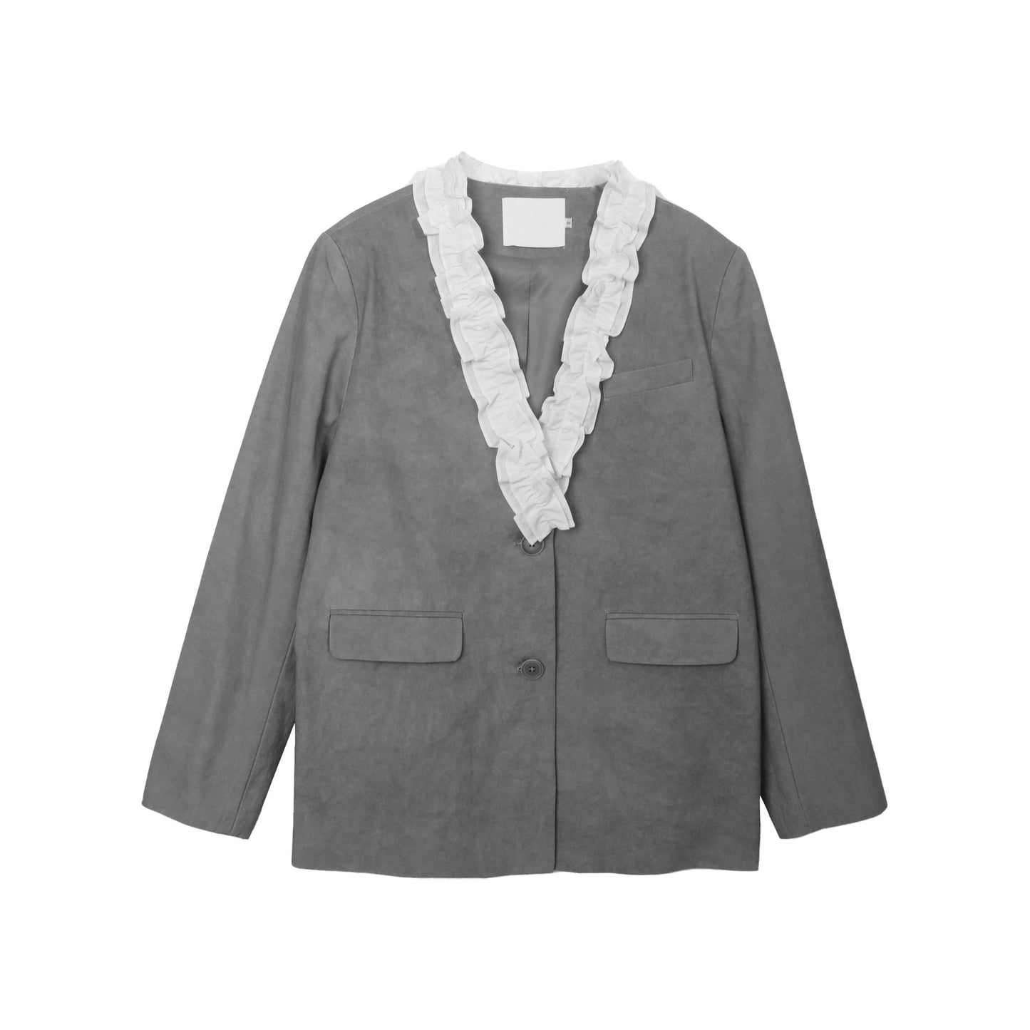 Dame elegant blazer med rynket krave og fin tekstur Stilla