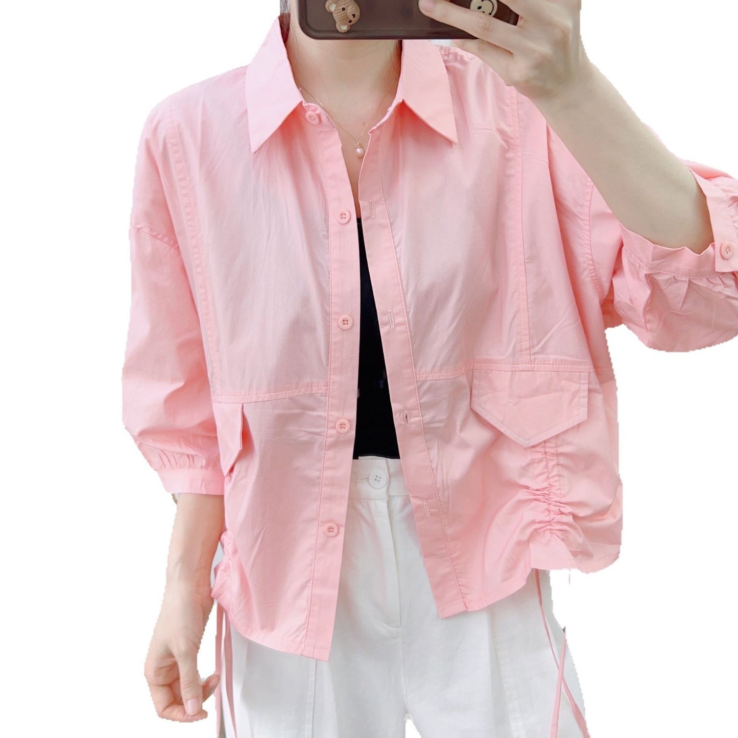 Dame afslappet bluse med sidelæggede rynker Stilla