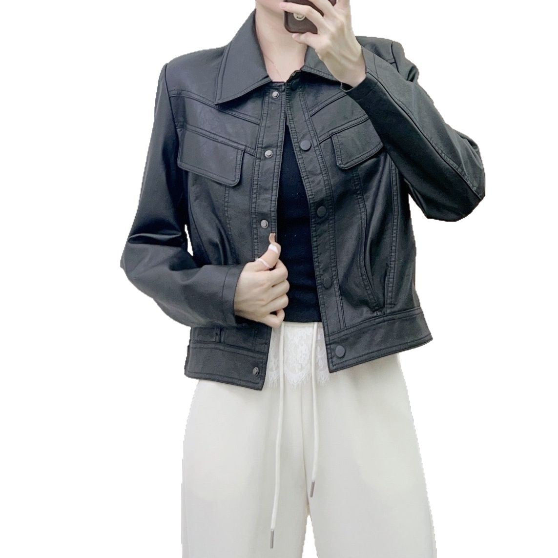 Dame denimjakke med klassisk snit og påsatte lommer Stilla