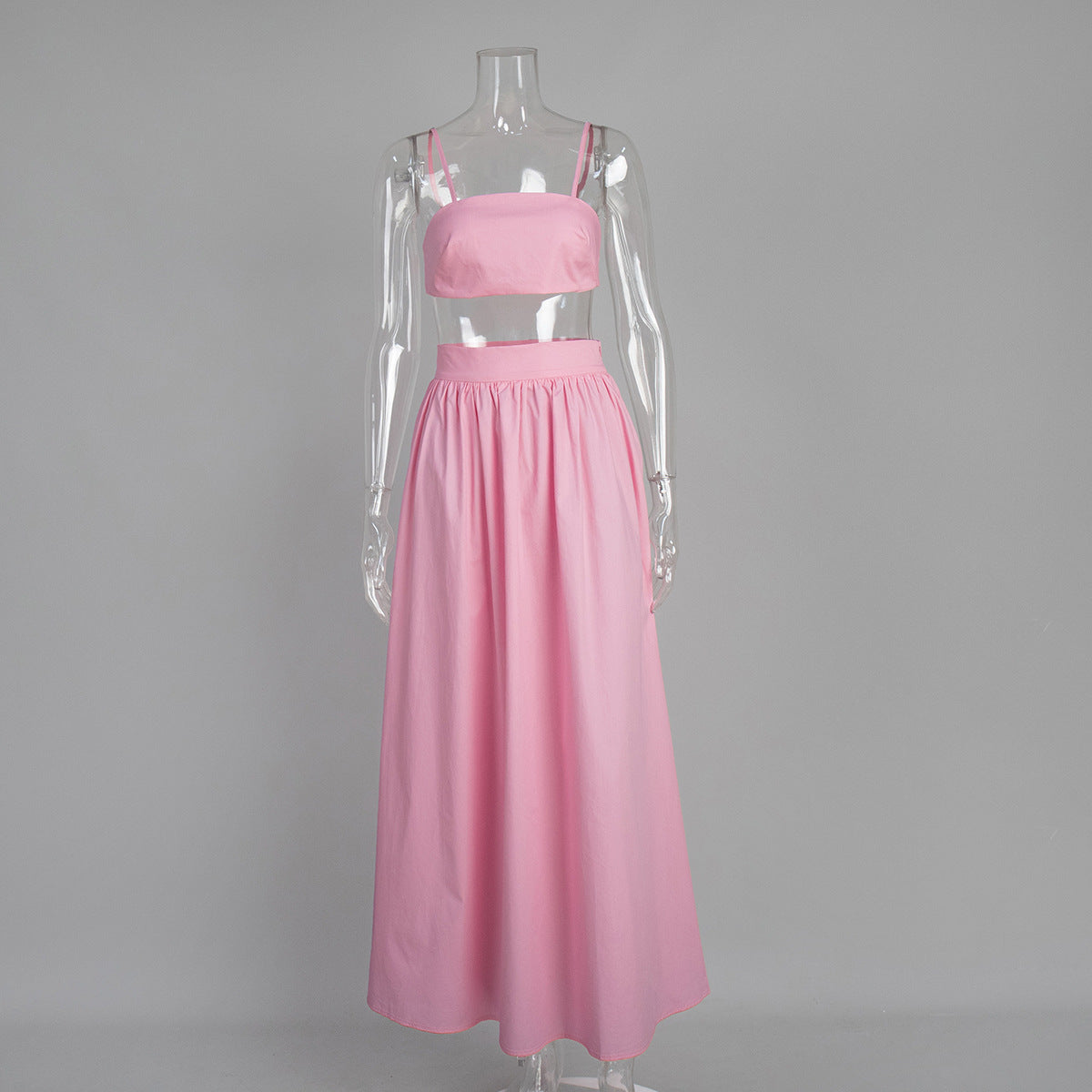 Dame Cropped Top og Maxiskørt Sæt Stilla