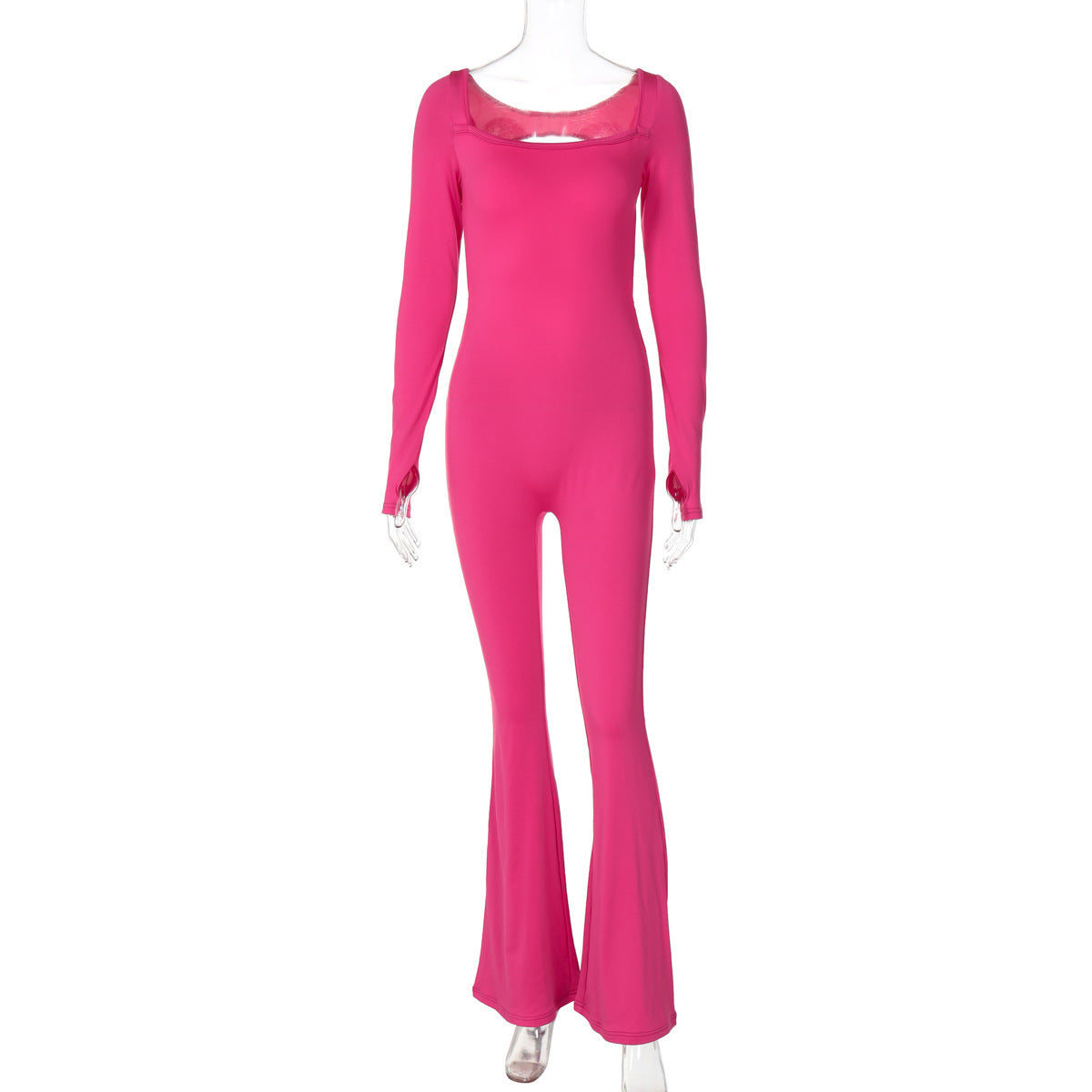 Dame Langærmet Jumpsuit med firkantet udskæring og tætsiddende snit Stilla
